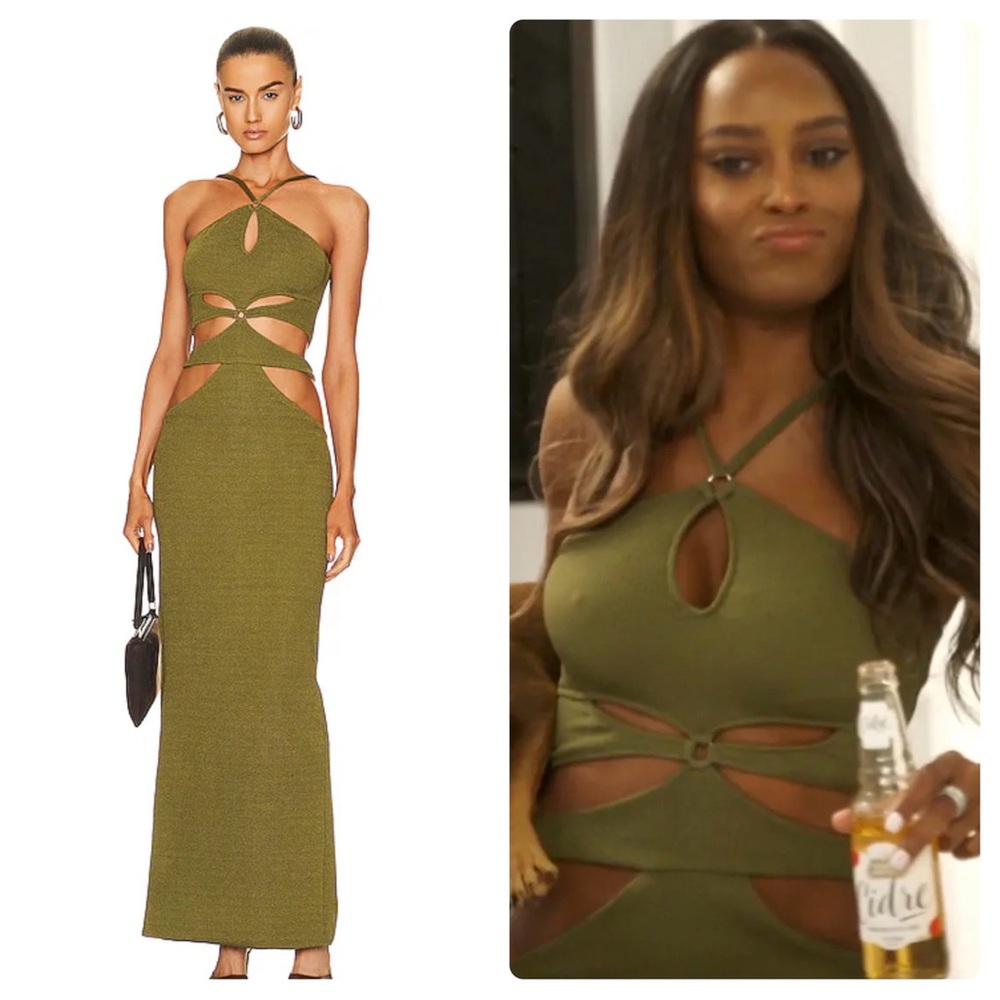 NWT PATBO Asterisk Knit Dress Olive 6